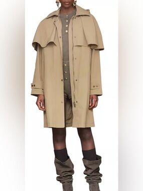 Avec Les Filles Tan Trench Coat with Cape Detail